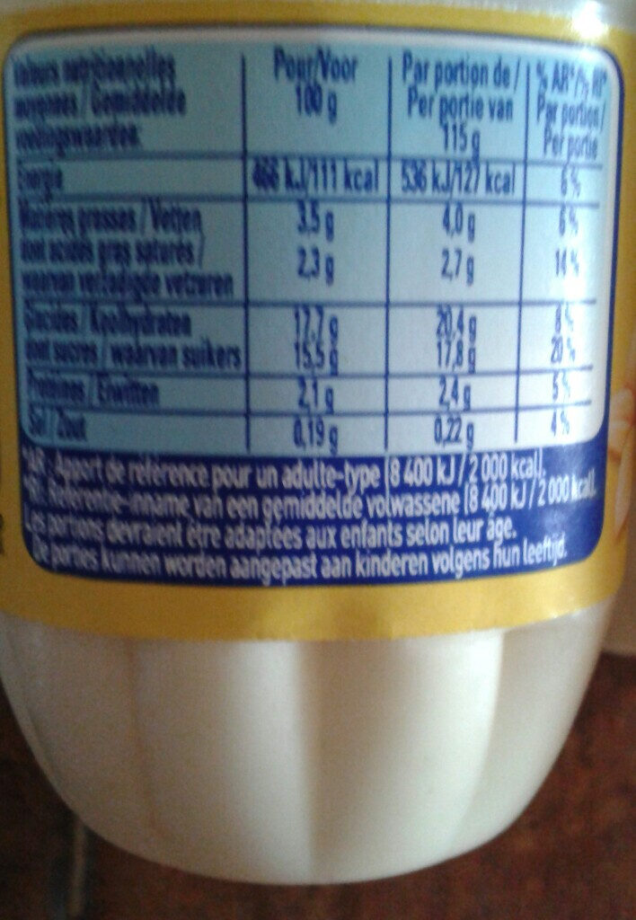 Semoule au Lait Saveur Vanille - Nutrition facts - fr