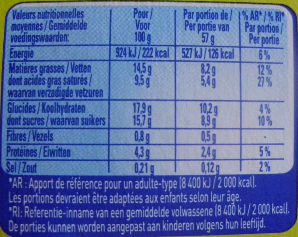 Feuilleté de Mousse Vanille (4 Pots) - Voedingswaarden - fr