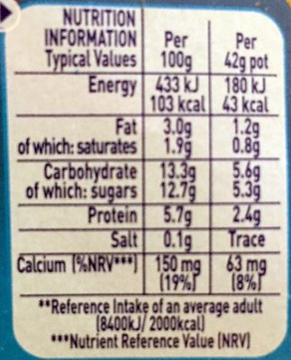 Munch Bunch Fromage Frais Original - Nutrition facts