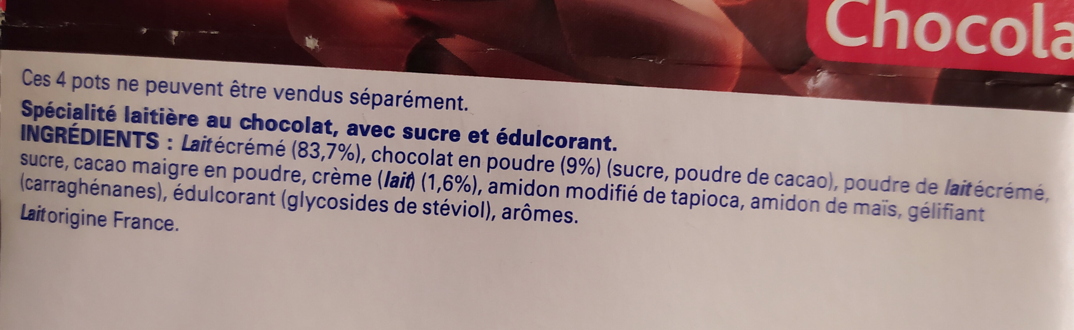 Sveltesse Ferme et Fondant Chocolat offre éco - Ingredients - fr