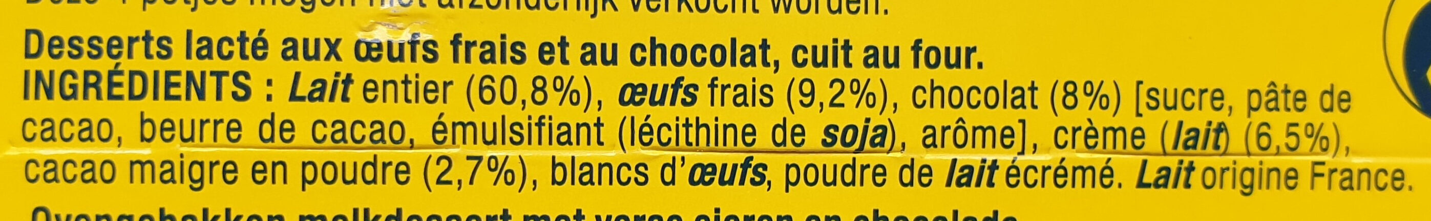 Le Petit Pot de Crème au Chocolat - Ingrediënten - fr