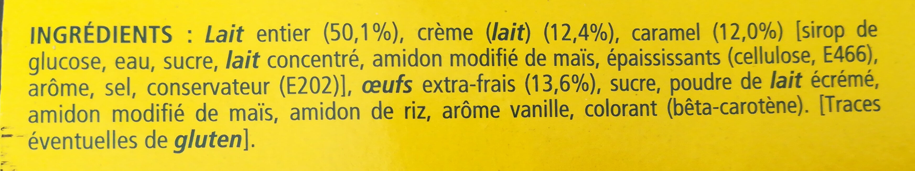 Crème aux oeufs🥚sur lit de caramel - Ingrédients