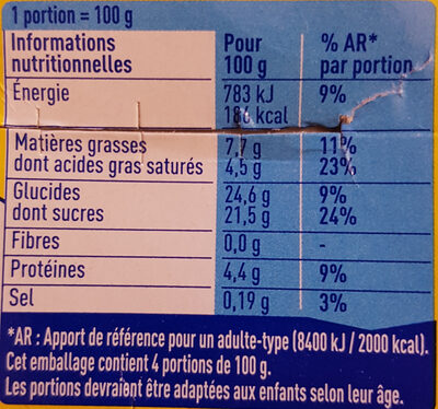 Crème aux oeufs sur lit de caramel - Nutrition facts - fr