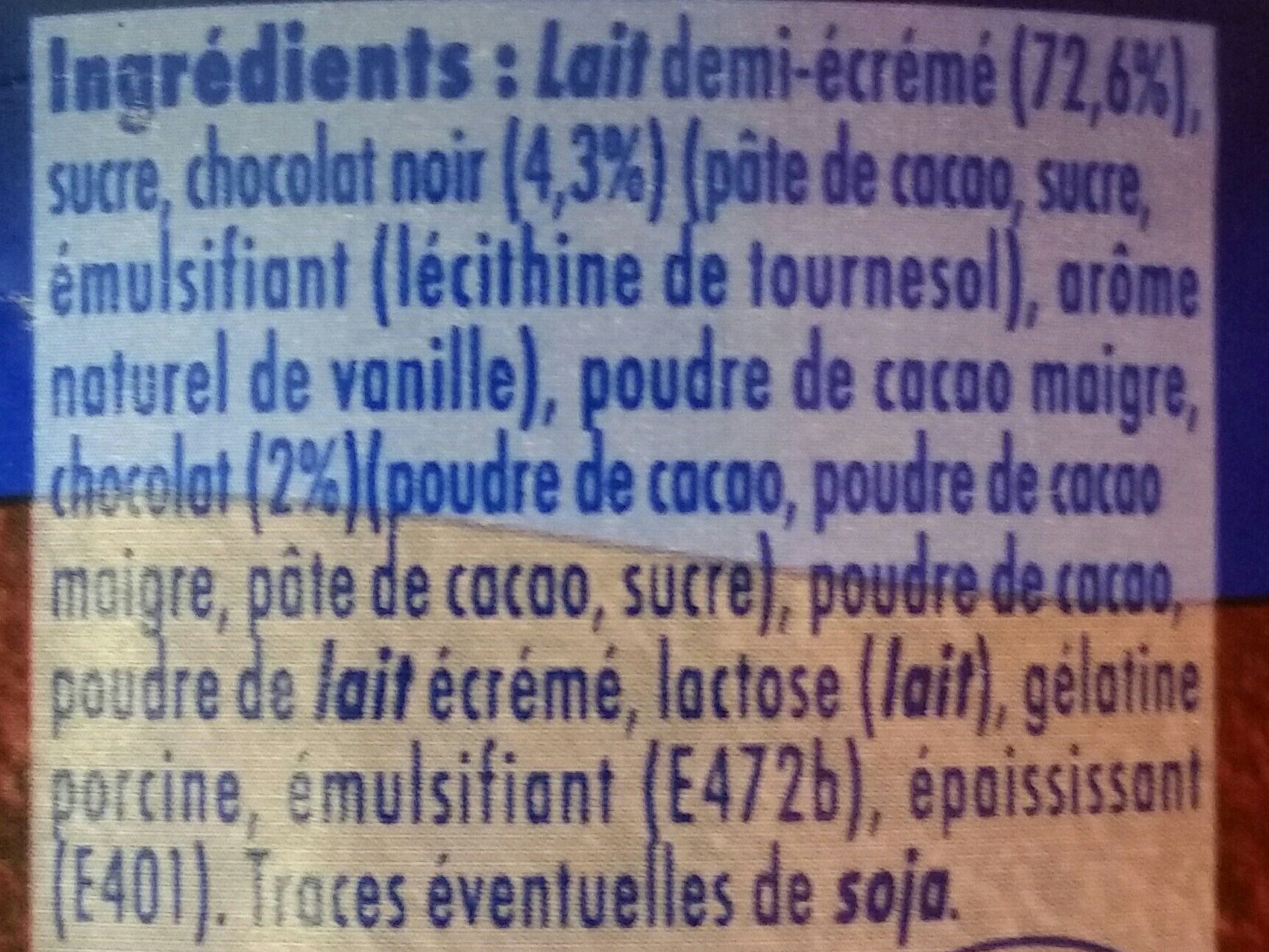 La Mousse Noir - Ingredients - fr