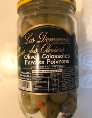 Olives Colossales Farcies Poivrons - Nutrition facts - fr