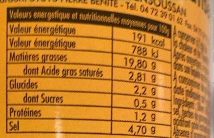 Olives cassees aromatisees - Nutrition facts - fr