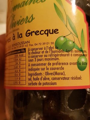 Olives Noires à La Grecque - Ingredients - fr