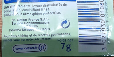 Levure de Boulangerie - Recycling instructions and/or packaging information - fr
