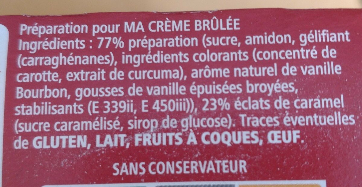 Crème Brûlée au caramel craquant - Ingredientes - fr