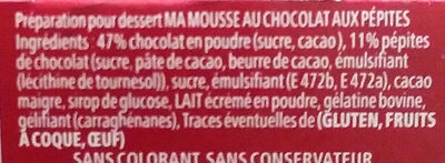 Ma Mousse au Chocolat aux Pépites - Ingrédients