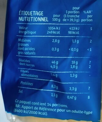 Maxi Tranches Sans sucre ajouté Nature 550 GR - Tableau nutritionnel