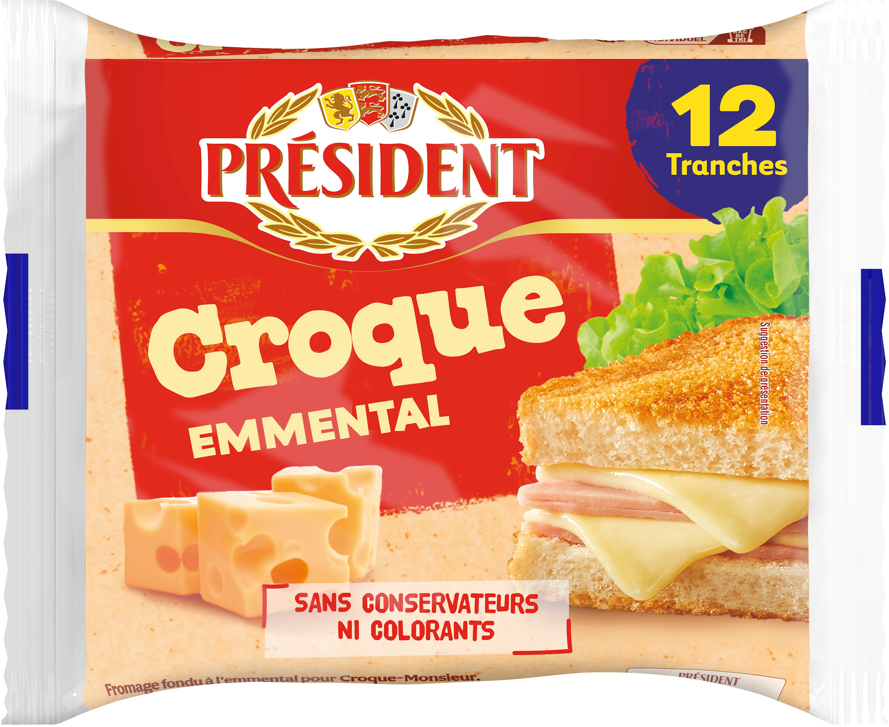 PRESIDENT CROQUE EMMENTAL 12 TRANCHES 200g - Produkt - fr