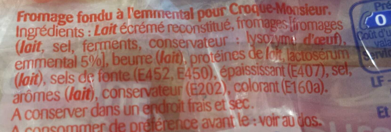 PRESIDENT CROQUE EMMENTAL 12 TRANCHES 200g - Ingredienser - fr