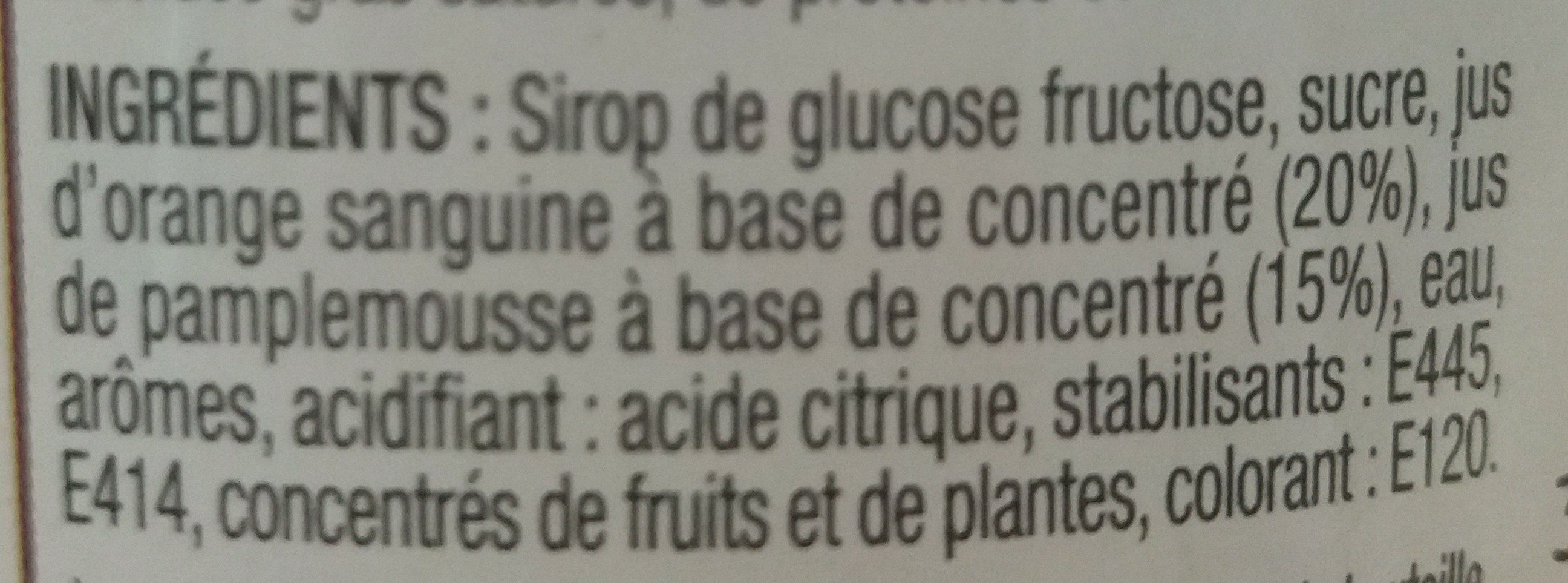 Sirop de pamplemousse orange sanguine - Ingredients - fr