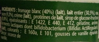 Activia Recette au fromage blanc (2,9 % MG) Saveur Vanille - Ingrédients