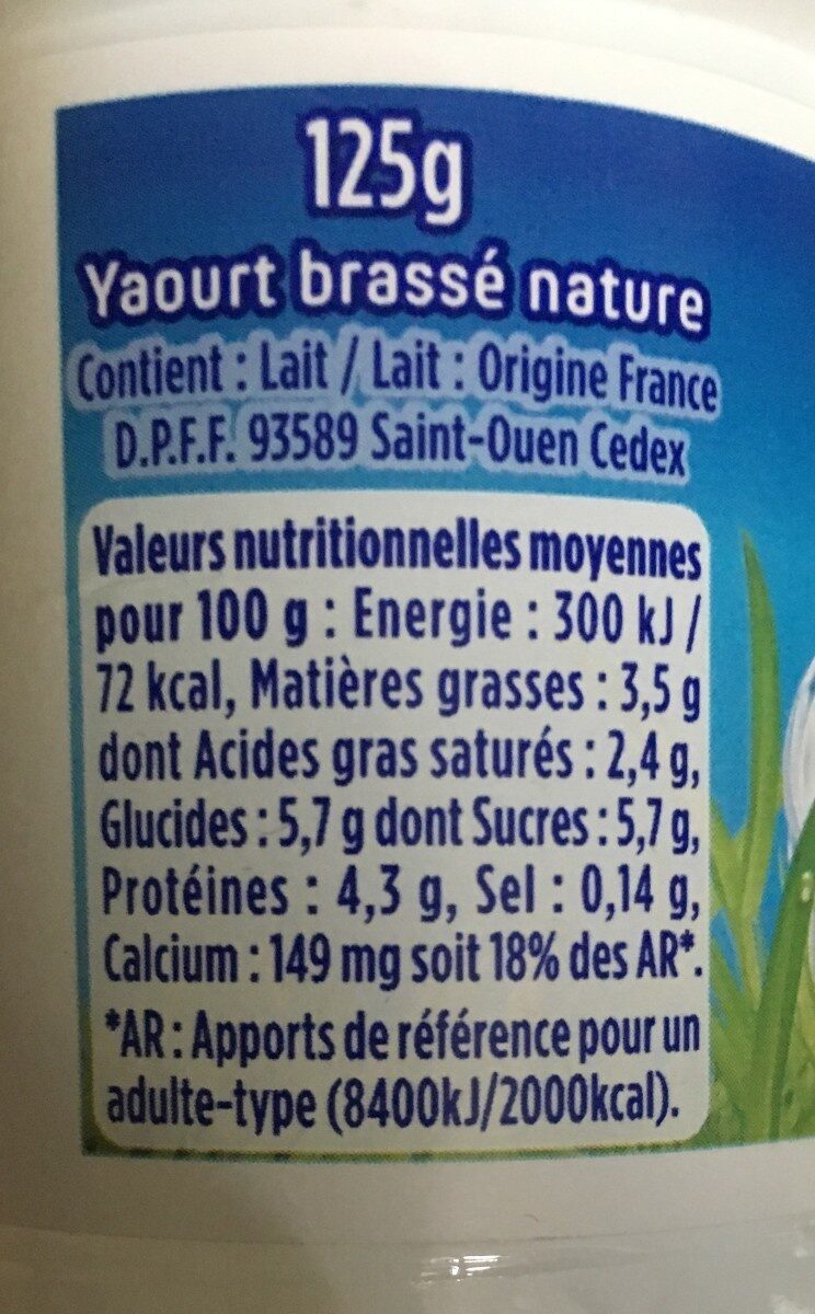 Danone veloute nature 125 g x 4 - Nutrition facts - fr