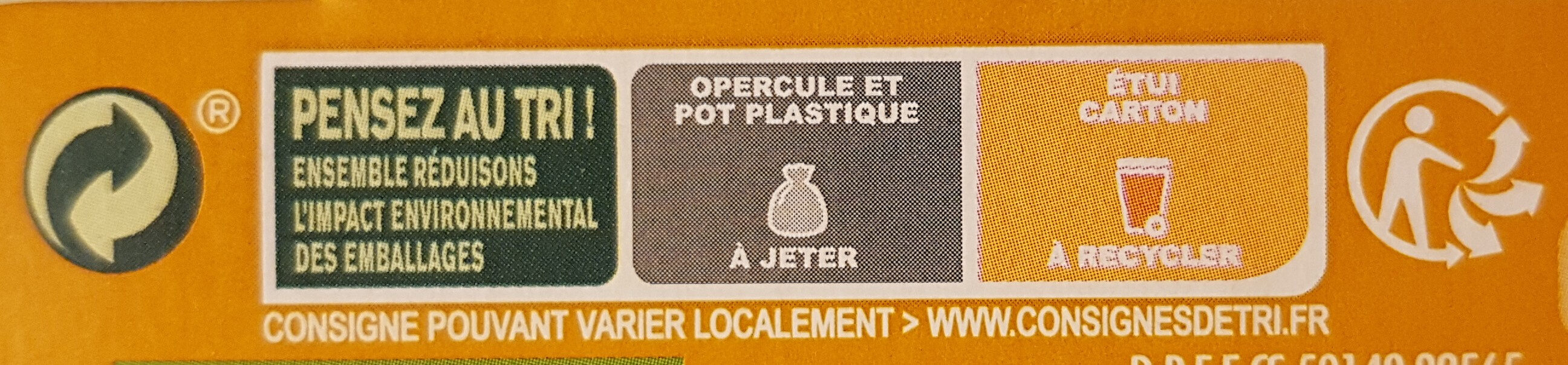 Danette mousse caramel sale 60 g x 4 - Istruzioni per il riciclaggio e/o informazioni sull'imballaggio - fr