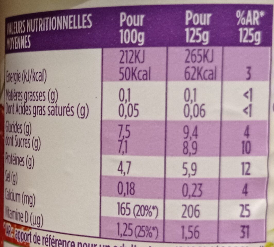 Light & free fraise - Nutrition facts - fr