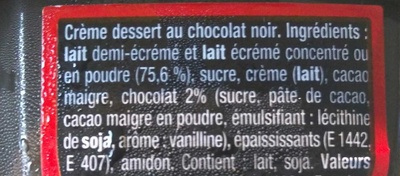 Danette Noir Extra - Ingredients - fr