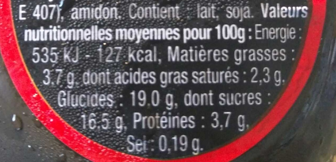 Danette Noir Extra - Nutrition facts - fr