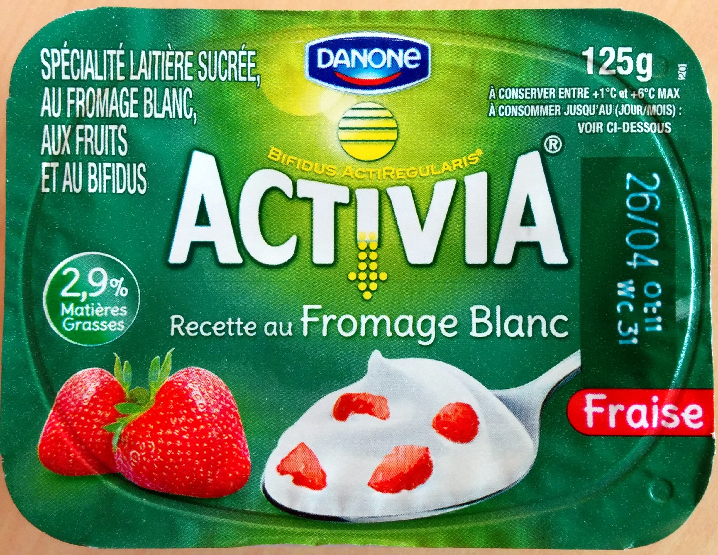 Activia Recette au Fromage Blanc (2,9 % MG) Fraise - Produit