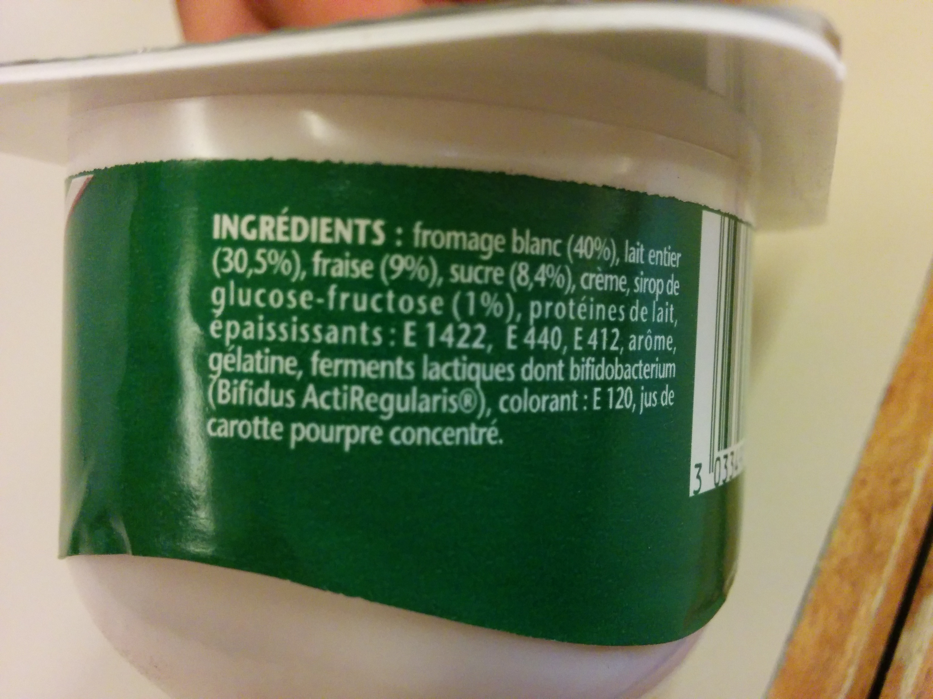 Activia Recette au Fromage Blanc (2,9 % MG) Fraise - Ingrédients