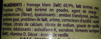 Taillefine recette au fromage blanc saveur vanille 120 g x 4 - Ingrédients