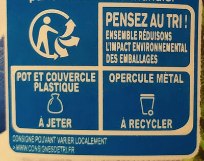 Jockey 3% de mg nature 1 kg x 1 - Instruction de recyclage et/ou informations d'emballage