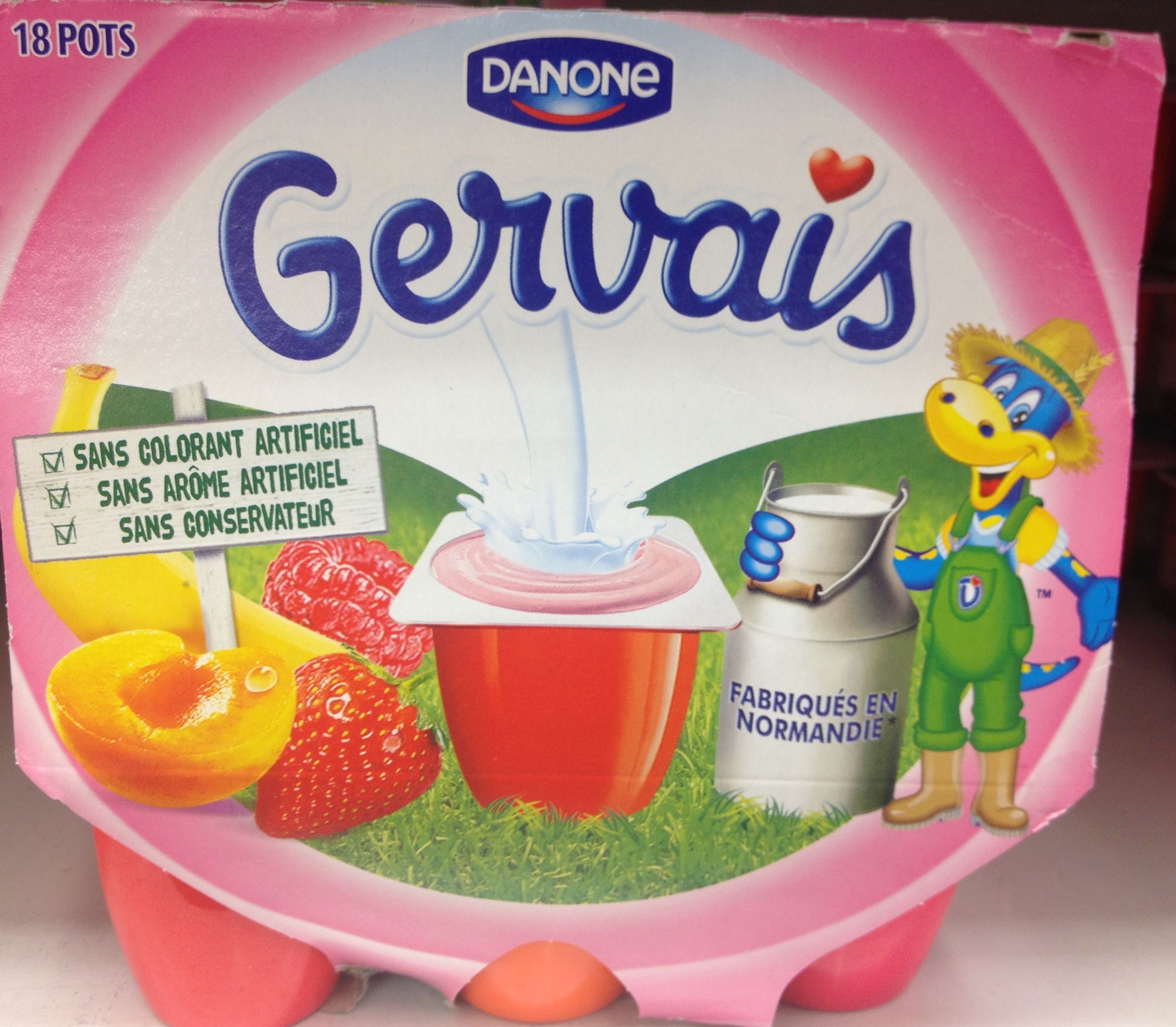 Gervais (Fraise, Framboise, Abricot, Pêche, Banane) - (2 % MG) 18 Pots - Prodotto - fr
