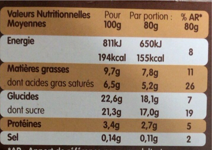 Danette Mousse Liégeoise Chocolat - Voedingswaarden - en