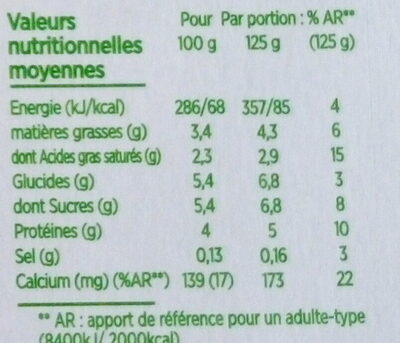 Activia - Brassé Nature - Probiotiques - Nutrition facts - fr