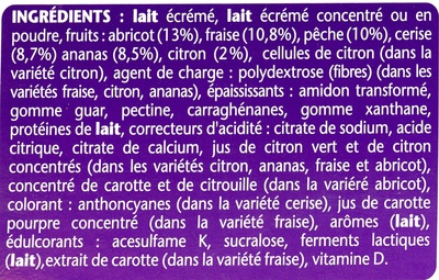 Taillefine Yaourt aux fruits 0% - Ingrédients