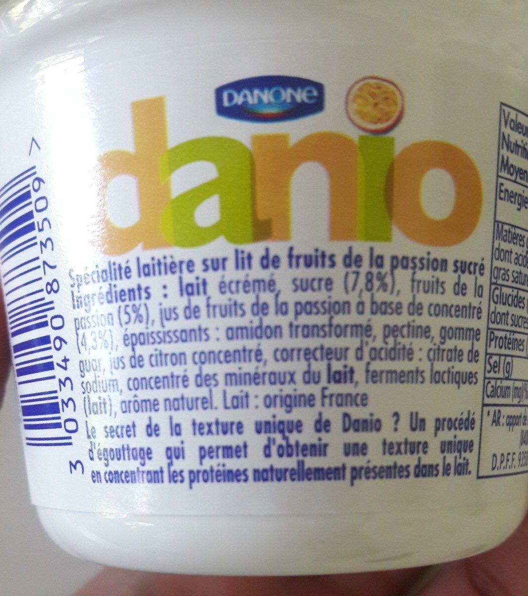 Danio 0% mg passion 150 g x 1 - Ingredients - fr
