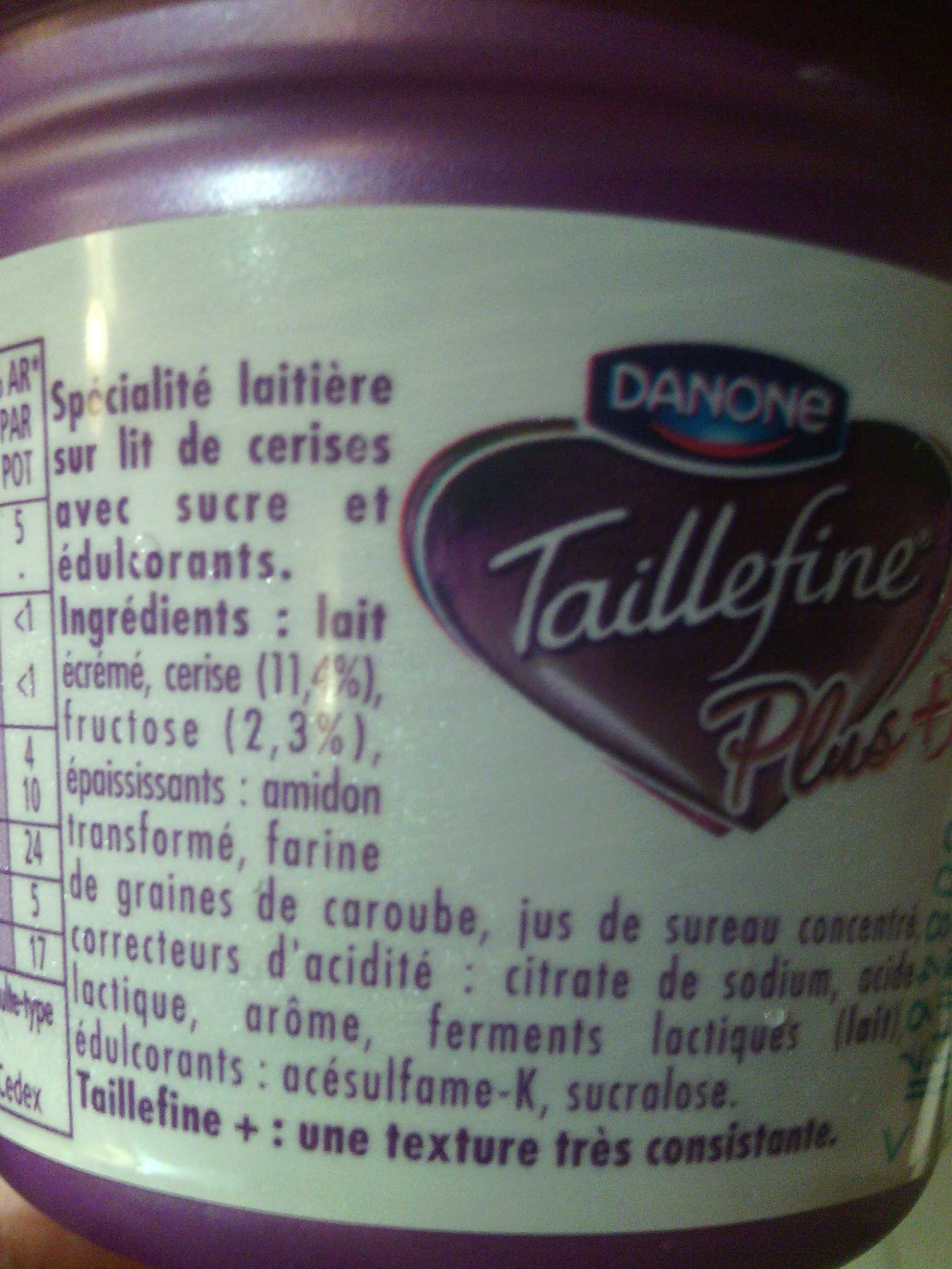 Taillefine Plus Cerise (0 % MG) - Ingrédients