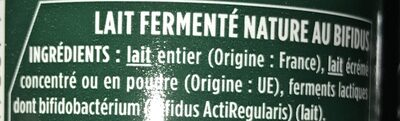 Activia au bifidus Nature - Ingredients - fr