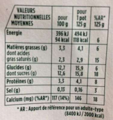 Yaourts fruits exotiques Activia - Nutrition facts - fr