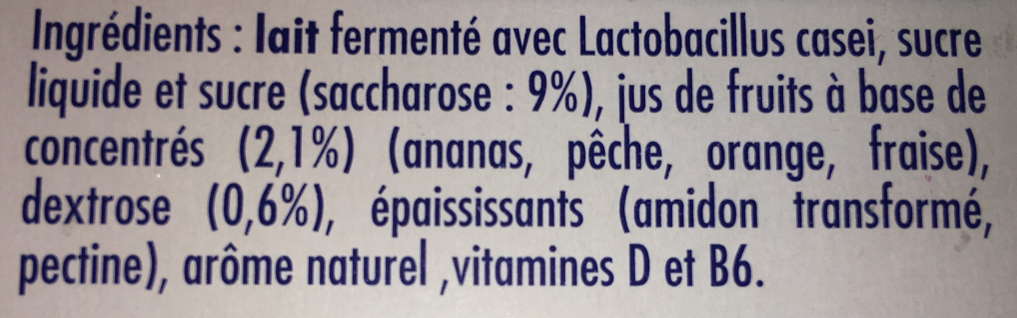Actimel gout multifruit 100 g x 8 - Ingredients - fr