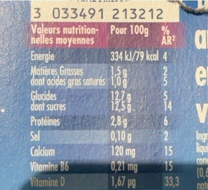 Actimel gout multifruit 100 g x 8 - Nährwertangaben - fr