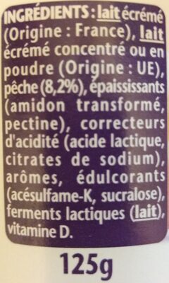 Yaourt 0% Pêche - Ingredienser - fr