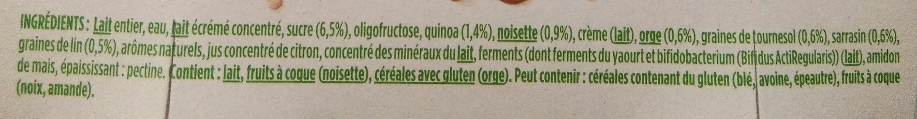 Activia au bifidus céréales quinoa noisette - Ingrediënten - fr