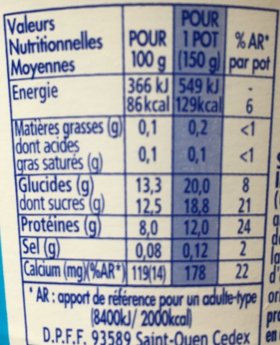 Danio 0% melange vanille 150 g x 1 - Nutrition facts - fr