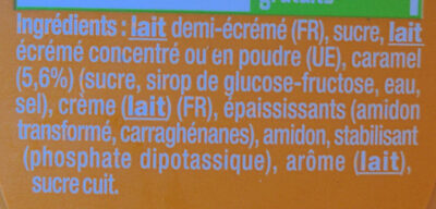 Danette caramel 125 g x 4 - Ingrédients