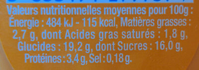 Danette caramel 125 g x 4 - Tableau nutritionnel