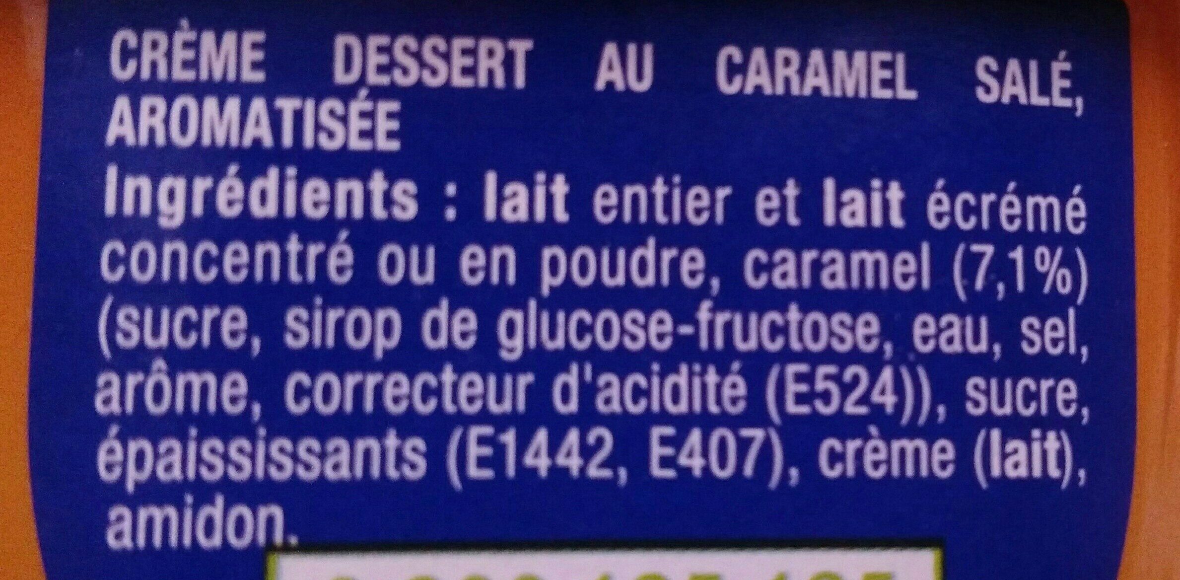 Danette 125 g x 4 caramel sale - Ingredients - fr