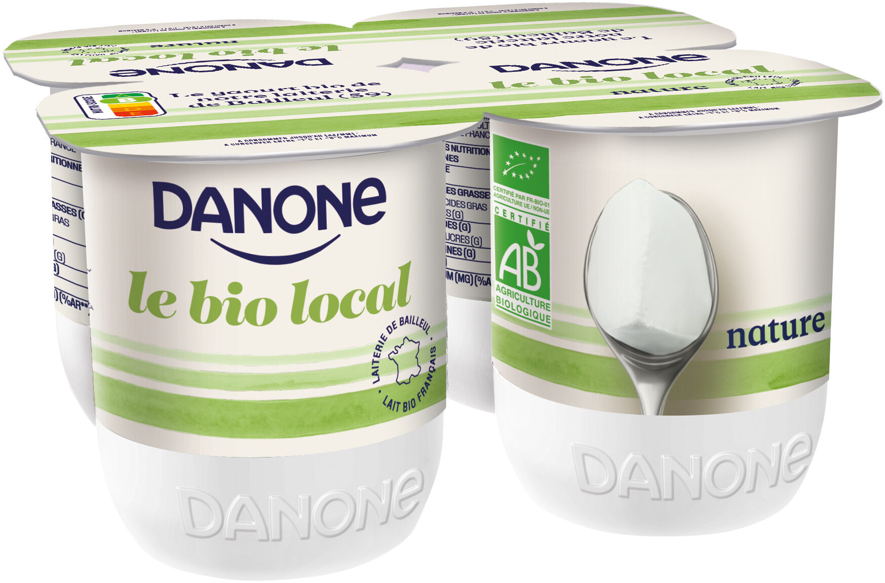 Danone bio nature 125 g x 4 - Product - fr