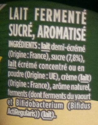 Activia bifidus saveur vanille sans arome artificiel 125 g x 4 - Ingrédients