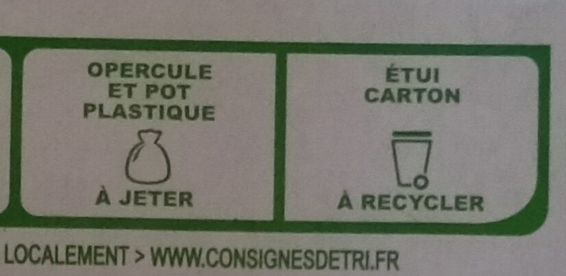 Activia - Instruction de recyclage et/ou informations d'emballage