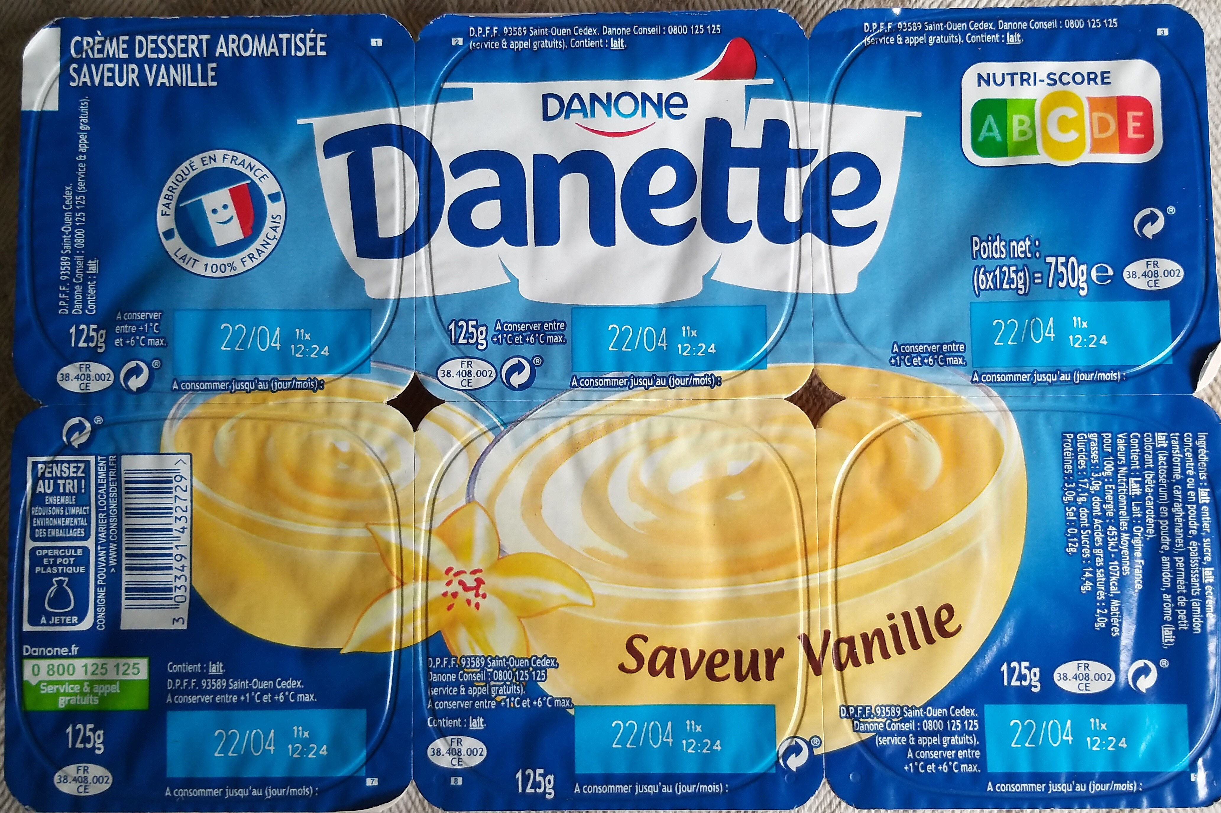 Danette saveur vanille - Produit