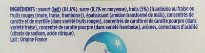 Danone veloute fruix rouges 125 g x 8 - Ingrédients
