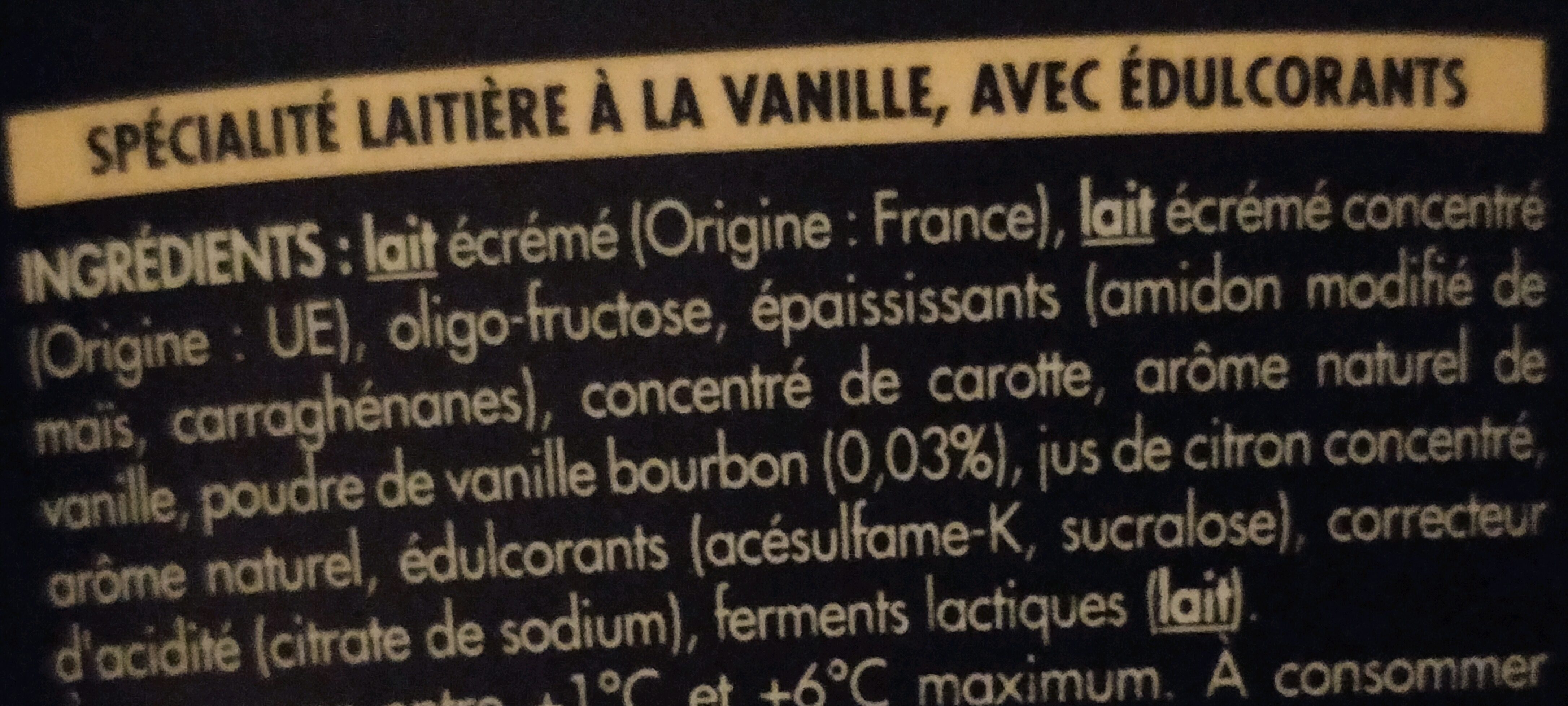 HiPRO Vanille - Ingrédients